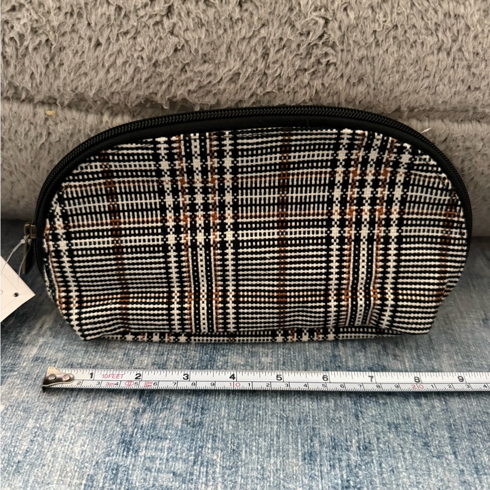 Thirty-One Black and White Plaid Cosmetic Bag